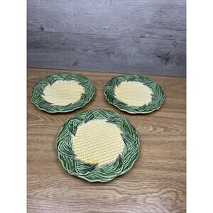 Vintage 1989 Shafford Country Gentleman Majolica CORN PLATES 8.5" ~set of 3